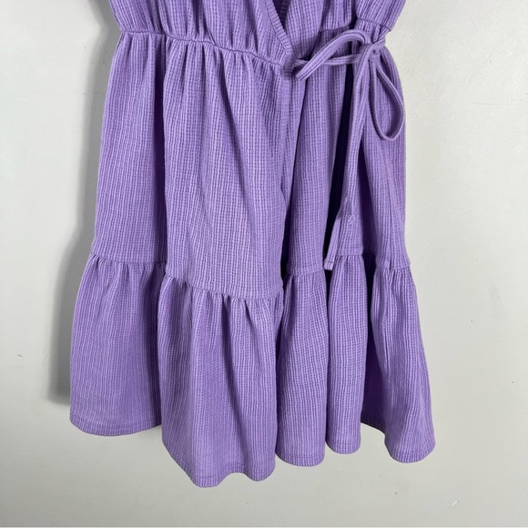 & OTHER STORIES Puff Sleeve Wrap Mini Dress Size XS Lavender Purple Ruffle - Picture 9 of 15